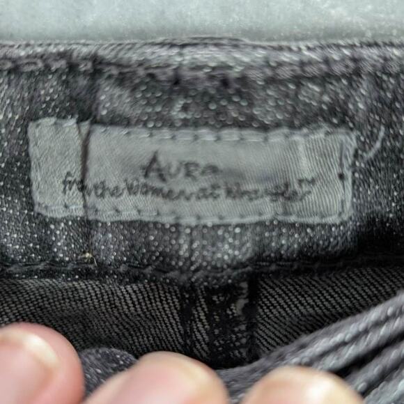 Aura by Wrangler Denim Maxi Skirt 12 X 35 Black Back Slit Western Modest Teacher - Picture 5 of 11